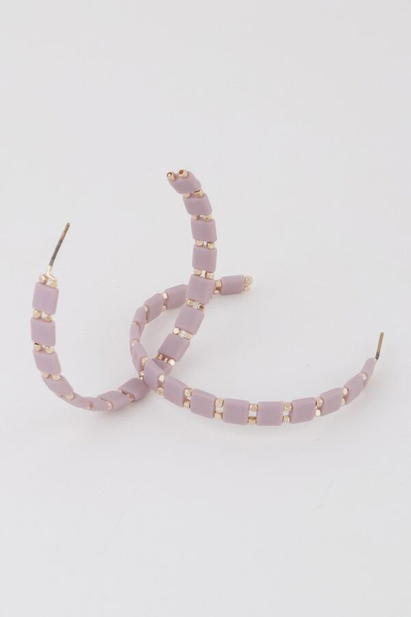 Square Beaded Hoop Earrings – 2-inch Geometric Hoops