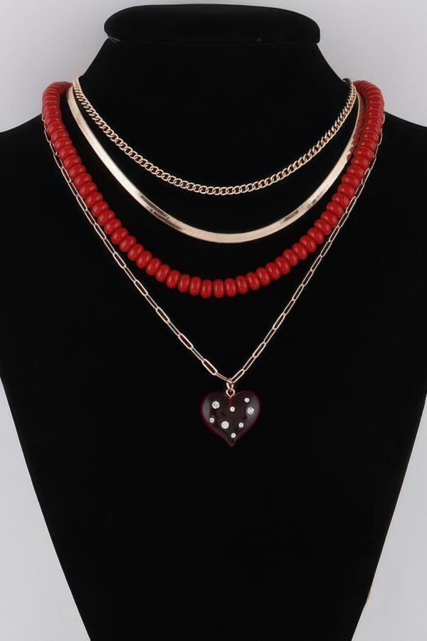 Multi-Jeweled Heart Pendant Necklace – 18 inch