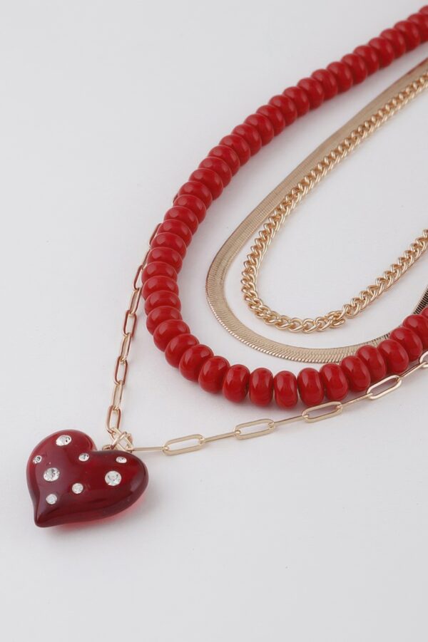 Multi-Jeweled Heart Pendant Necklace – 18 inch