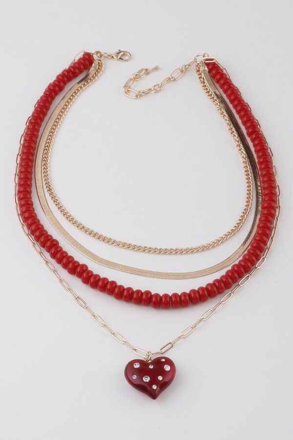 Multi-Jeweled Heart Pendant Necklace – 18 inch