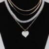 Multi-Jeweled Heart Pendant Necklace – 18 inch