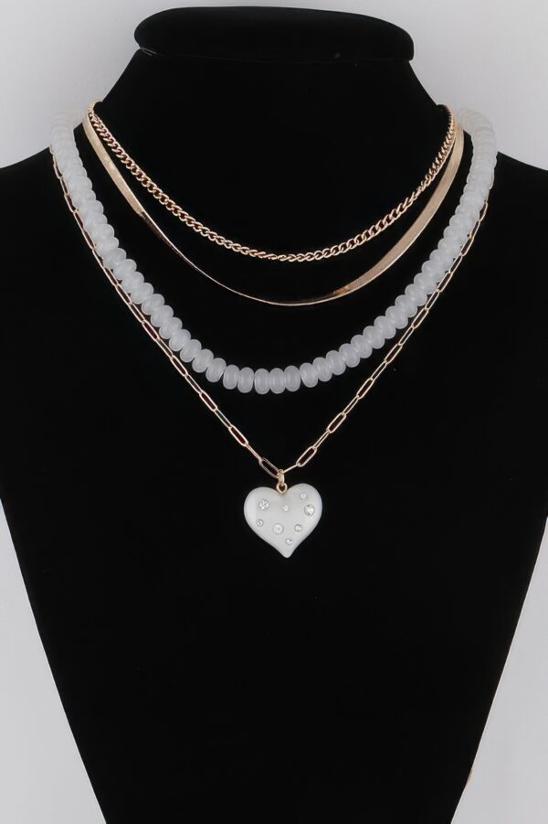 Multi-Jeweled Heart Pendant Necklace – 18 inch