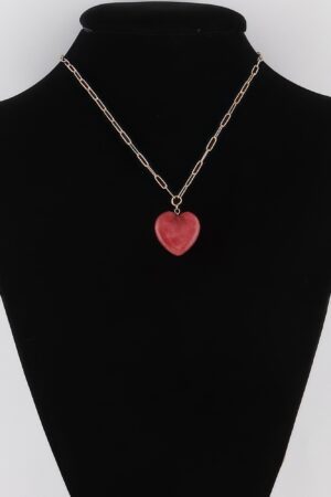 Heart Stone Chain Necklace – Polished Heart Pendant
