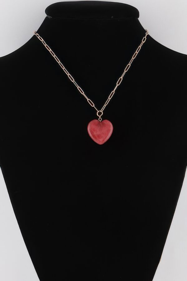 Heart Stone Chain Necklace – Polished Heart Pendant