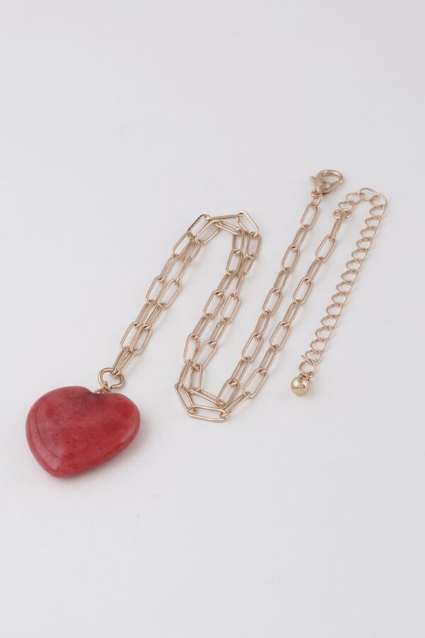 Heart Stone Chain Necklace – Polished Heart Pendant