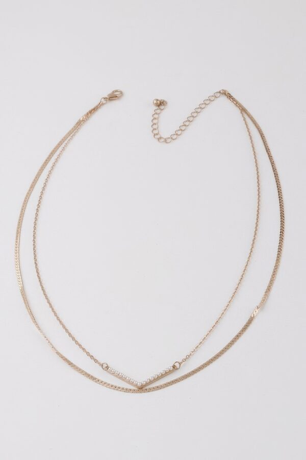 Pearled V Necklace – V-Shaped Pearl-Accent Pendant