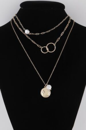 Multi Oo Layered Pendant Necklace – 16-inch