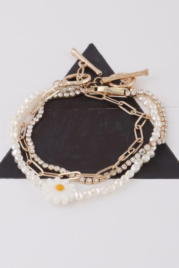 Daisy Flower Toggle Bracelet with Floral Accents