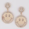 Jeweled Smiley Face Earrings – Drop Design with Sparkle