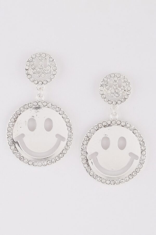 Jeweled Smiley Face Earrings – Drop Design with Sparkle