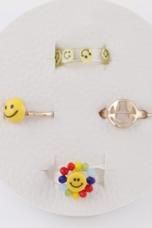 Smiley Face Ring Set – Stackable Smiley Signet Rings