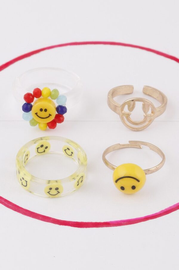 Smiley Face Ring Set – Stackable Smiley Signet Rings