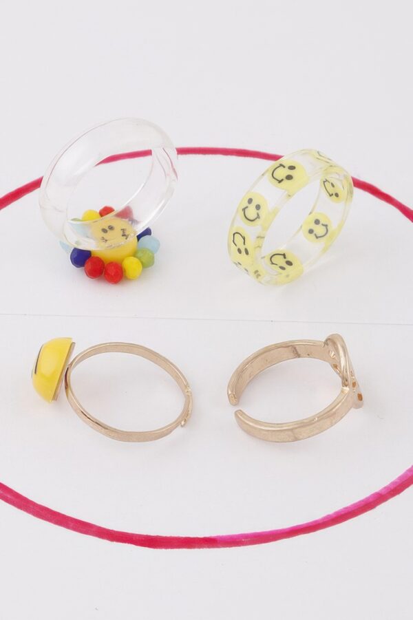 Smiley Face Ring Set – Stackable Smiley Signet Rings