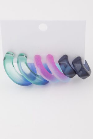 Two-Tone Hoop Earring Set – Lightweight 1.6in Hoops