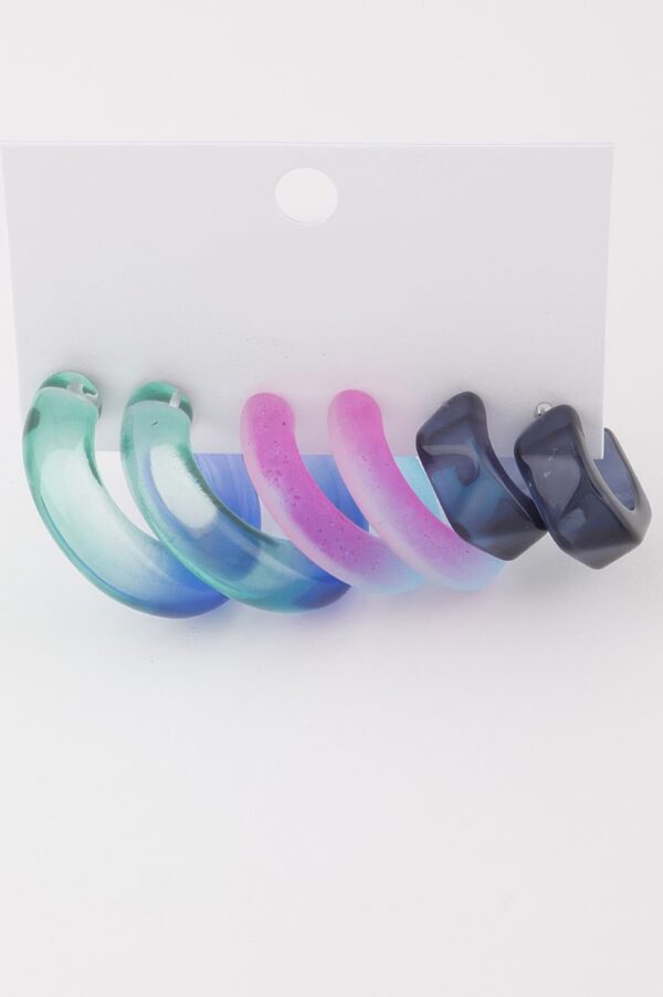 Two-Tone Hoop Earring Set – Lightweight 1.6in Hoops