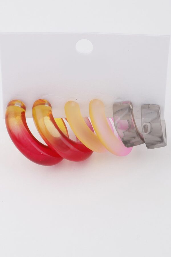 Two-Tone Hoop Earring Set – Lightweight 1.6in Hoops