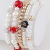 Beaded Mushroom Charm Bracelet – Textured Stackable