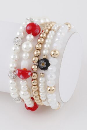 Beaded Mushroom Charm Bracelet – Textured Stackable