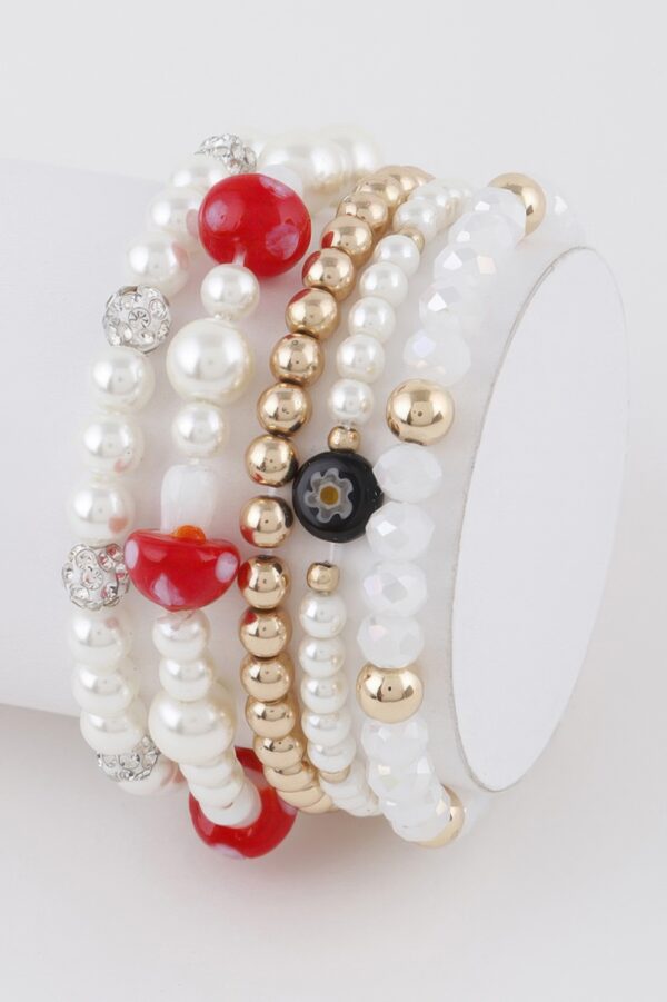 Beaded Mushroom Charm Bracelet – Textured Stackable