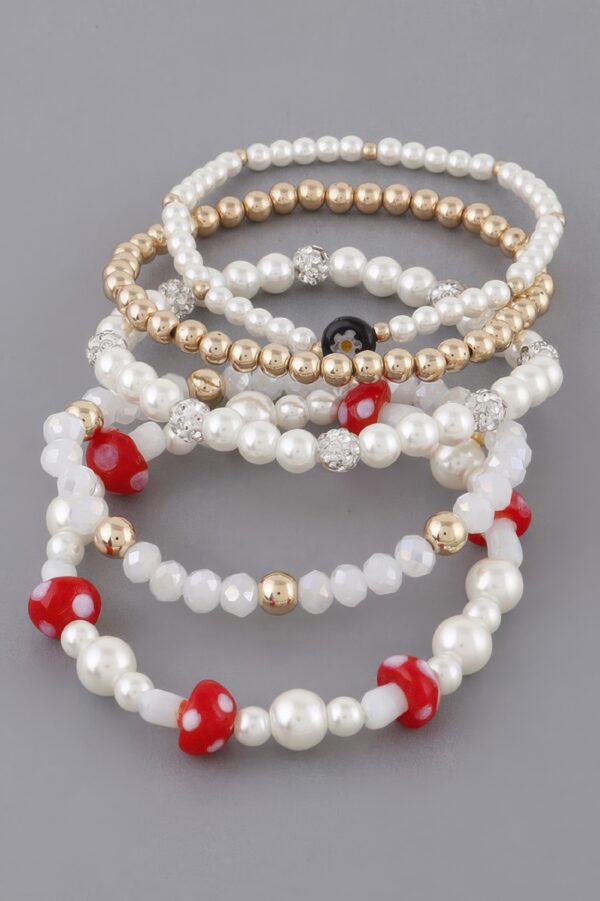 Beaded Mushroom Charm Bracelet – Textured Stackable