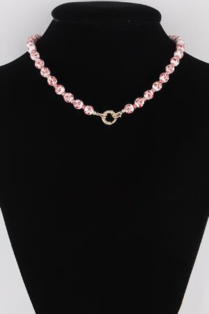 Flower Beaded Necklace with Textured Floral Accent
