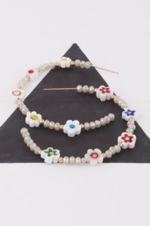 Beaded Flower Charm Earrings – Textured Floral Drops