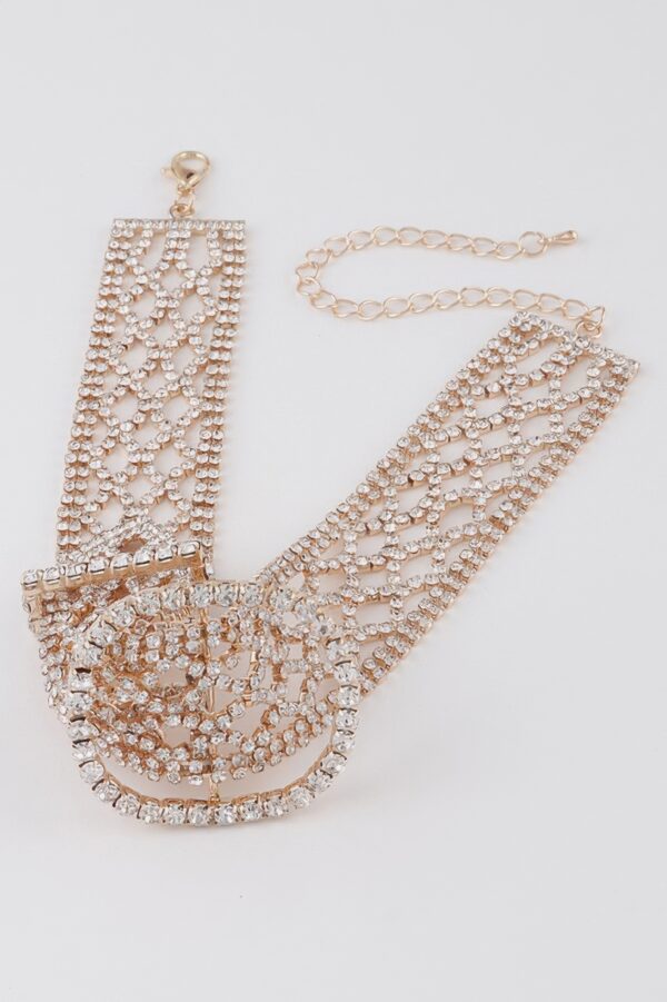 Belt-Detail Choker Necklace with Diamond-Inspired Accents