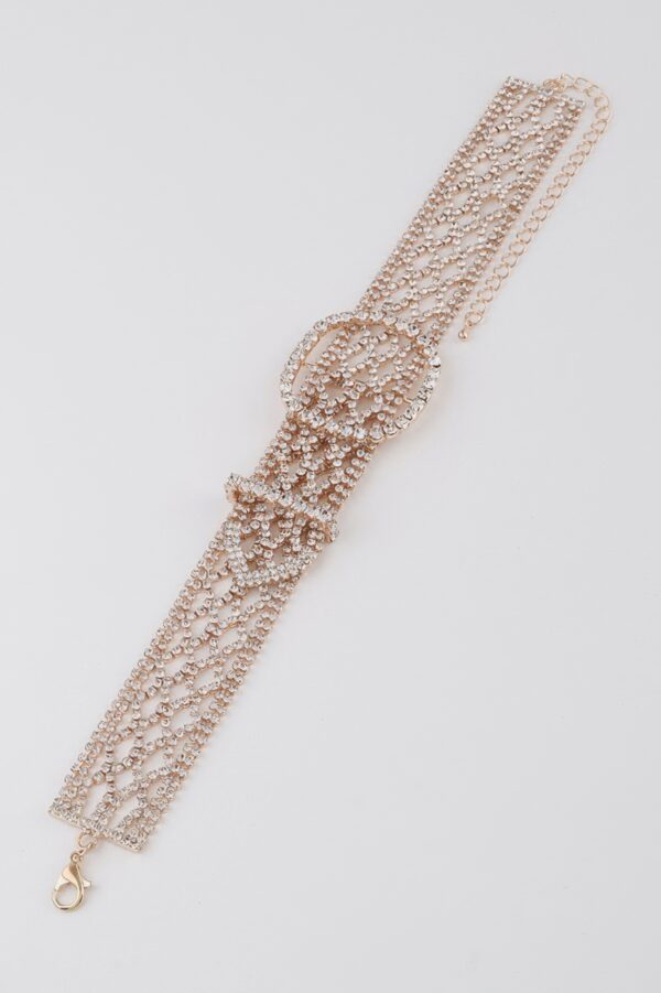 Belt-Detail Choker Necklace with Diamond-Inspired Accents