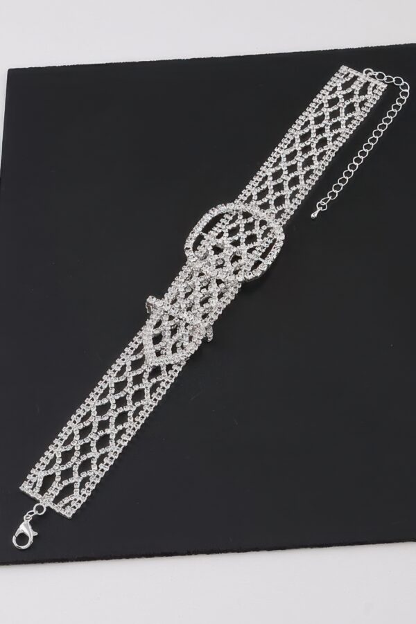 Belt-Detail Choker Necklace with Diamond-Inspired Accents