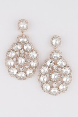 Multi Rhinestone Teardrop Earrings – Faceted Sparkle