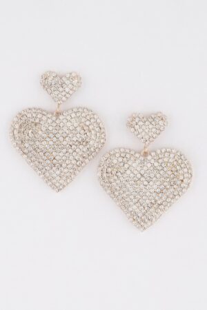 Heart Drop Earrings with Jeweled Accents