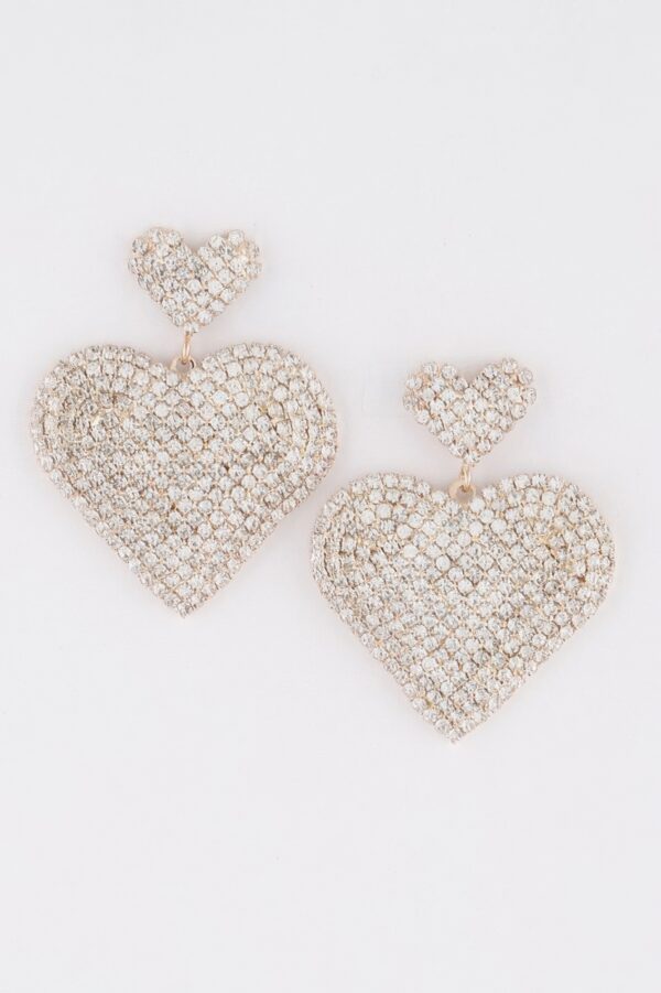 Heart Drop Earrings with Jeweled Accents