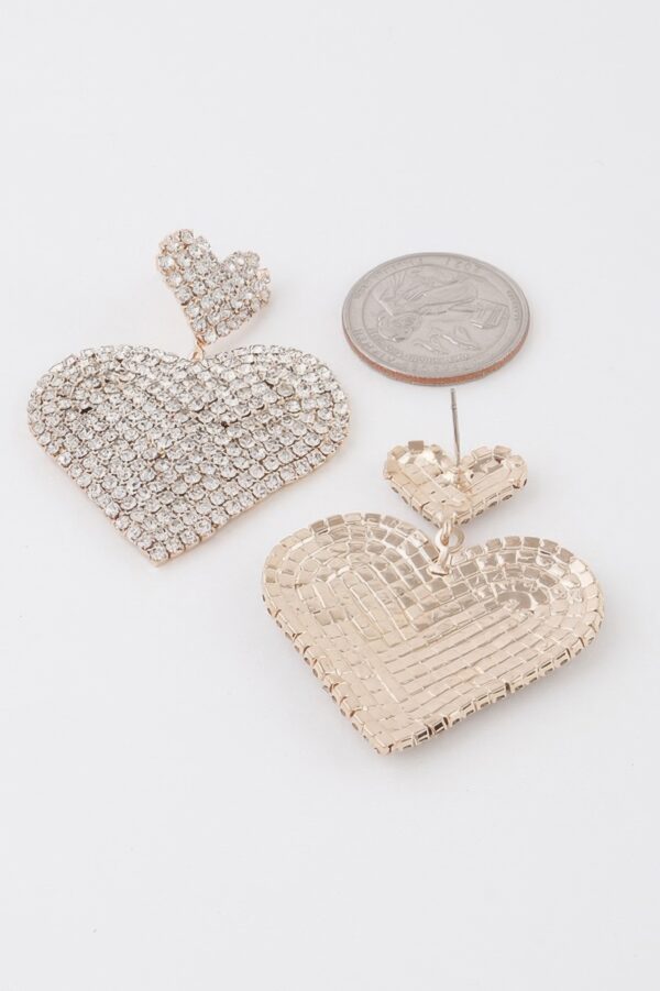Heart Drop Earrings with Jeweled Accents