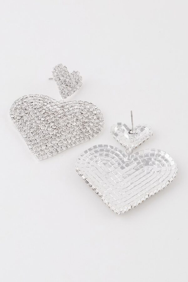 Heart Drop Earrings with Jeweled Accents