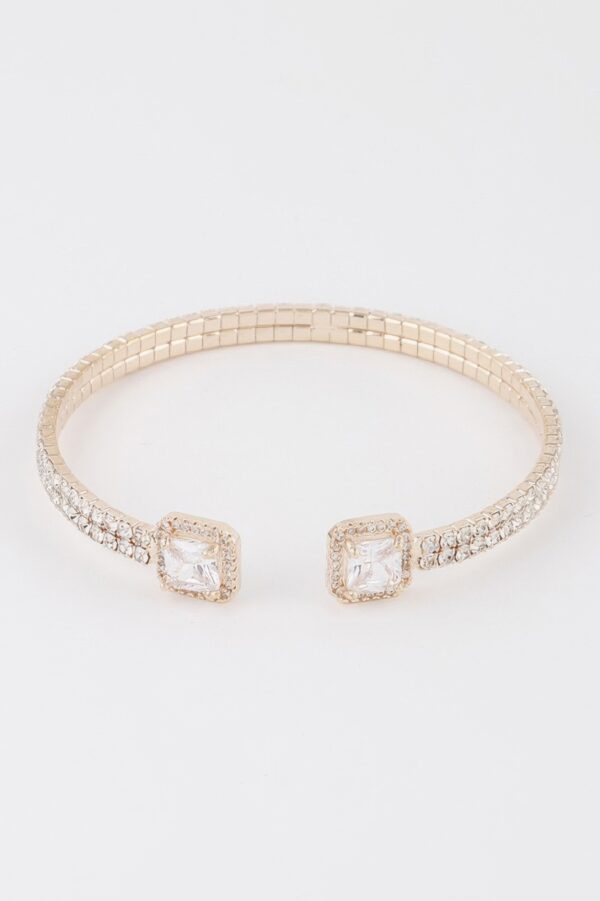Open Cuff Bracelet with Jeweled Accents – Delicate Sparkle