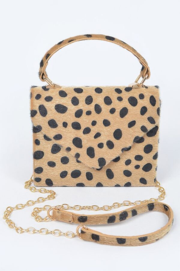 Faux Fur Leo Top Handle Clutch – Leopard Texture