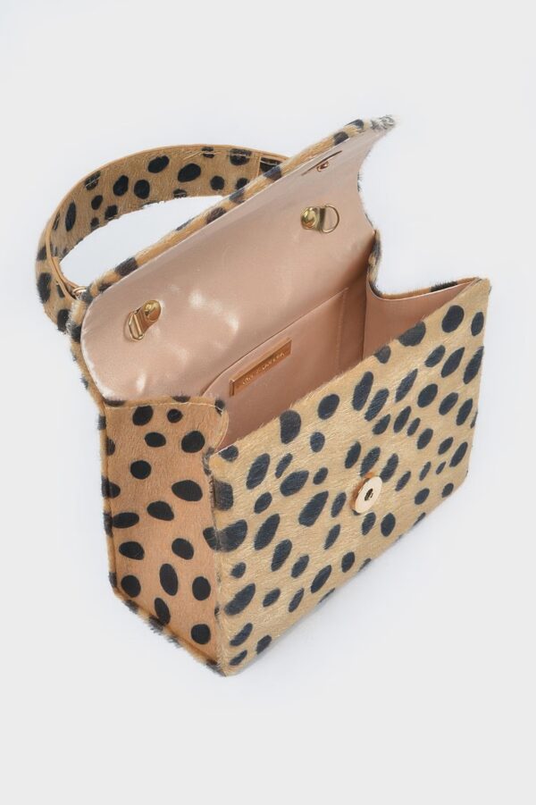 Faux Fur Leo Top Handle Clutch – Leopard Texture