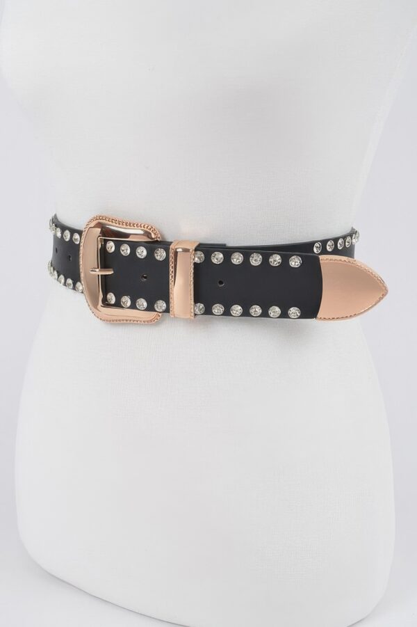 Multi-Metal Rhinestone Trim Plus Size Belt