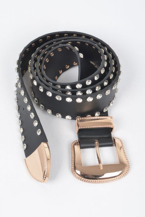 Multi-Metal Rhinestone Trim Plus Size Belt