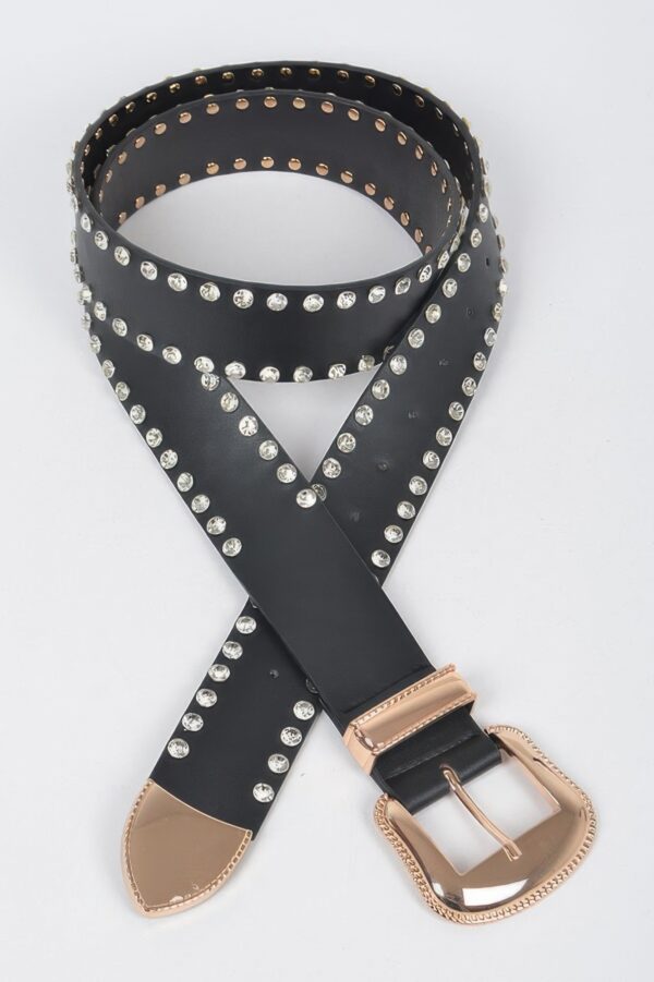 Multi-Metal Rhinestone Trim Plus Size Belt