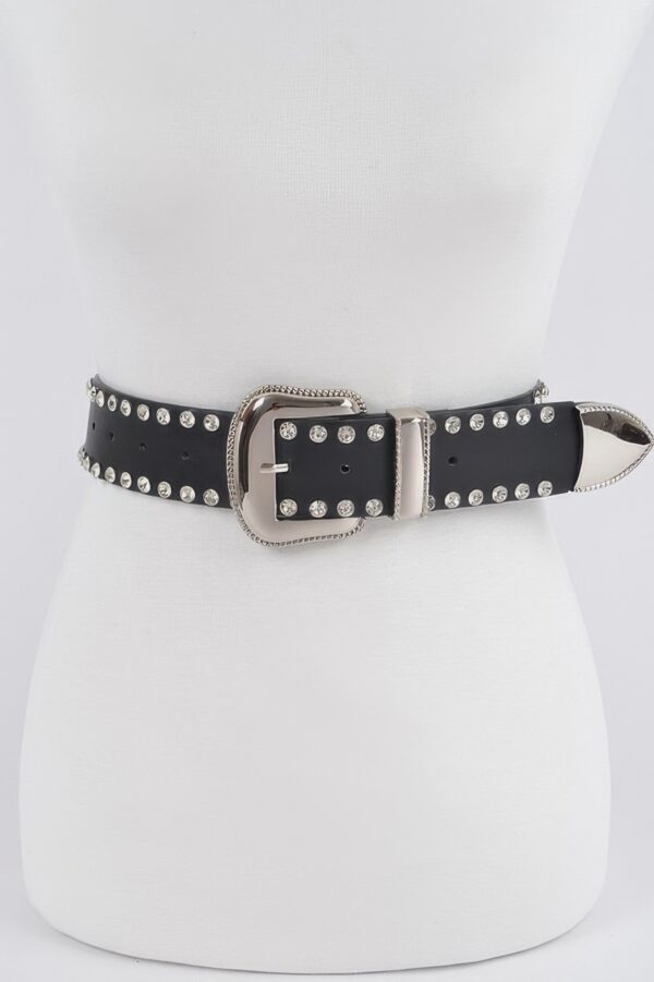 Multi-Metal Rhinestone Trim Plus Size Belt