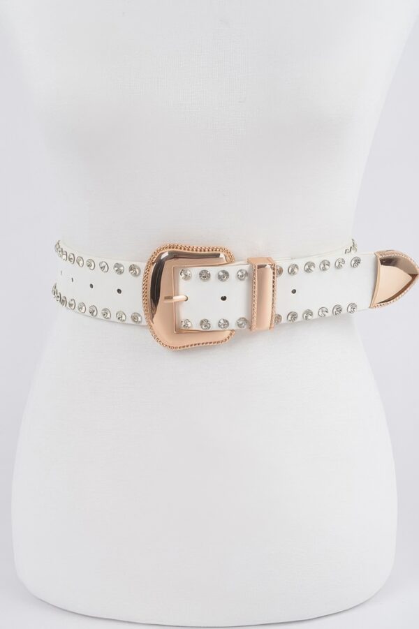 Multi-Metal Rhinestone Trim Plus Size Belt