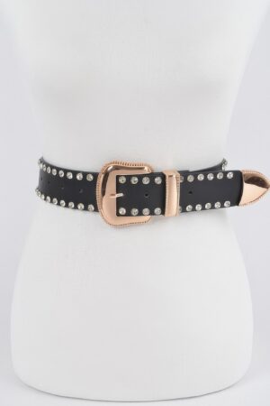 Rhinestone-Trim Multi-Metal Waist Belt for Dresses & Denim