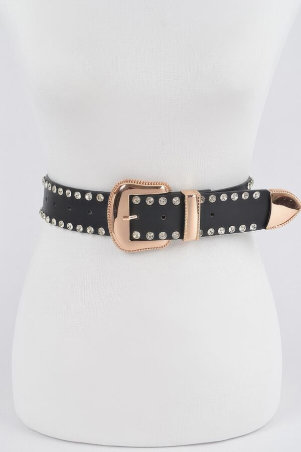 Rhinestone-Trim Multi-Metal Waist Belt for Dresses & Denim