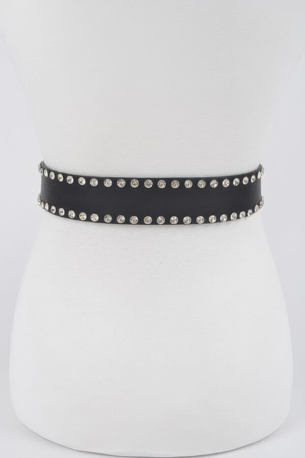 Rhinestone-Trim Multi-Metal Waist Belt for Dresses & Denim
