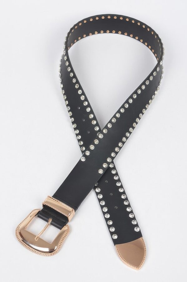 Rhinestone-Trim Multi-Metal Waist Belt for Dresses & Denim