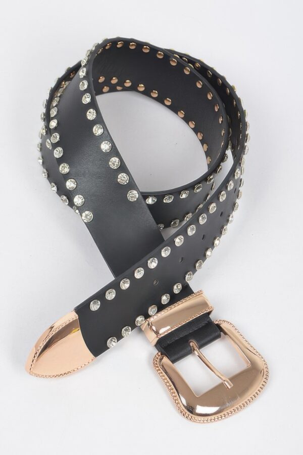 Rhinestone-Trim Multi-Metal Waist Belt for Dresses & Denim