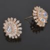 Rhinestone Flower Stud Earrings – Gold-Plated