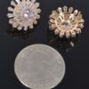 Rhinestone Flower Stud Earrings – Gold-Plated