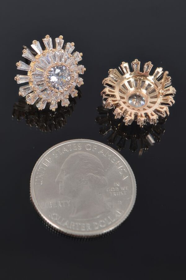 Rhinestone Flower Stud Earrings – Gold-Plated